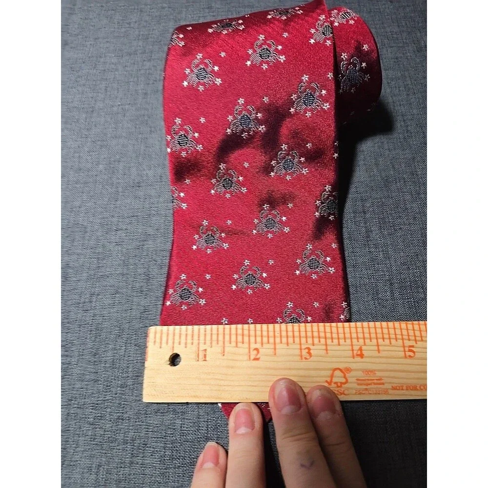 Vintage Tommy Hilfiger Astrology Cancer Crab & Stars Red Tie 100% Silk Witchy